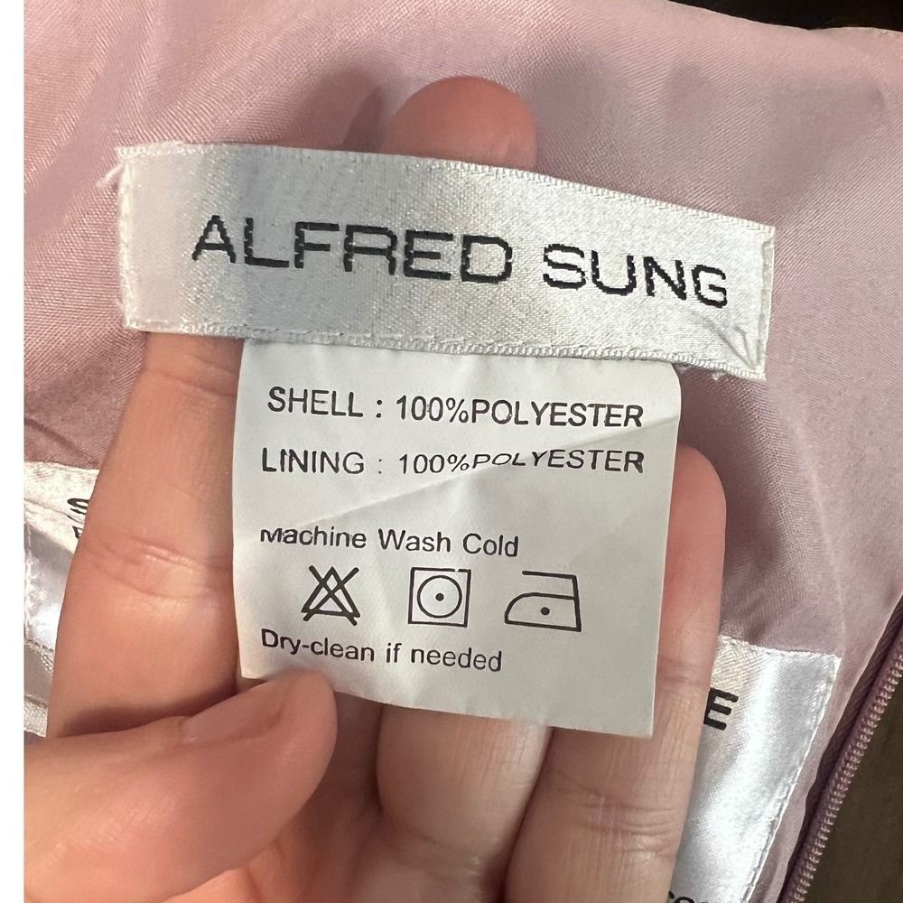 Alfred Sung D765 Dusty Rose Satin Twill High-Low Cocktail Bridesmaid Dress Sz 12 - Picture 6 of 10